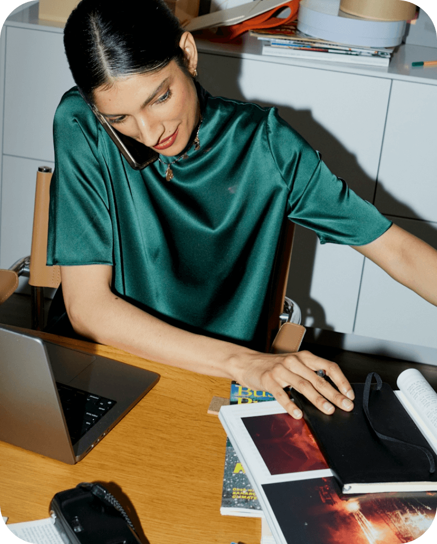 A person working at a desk