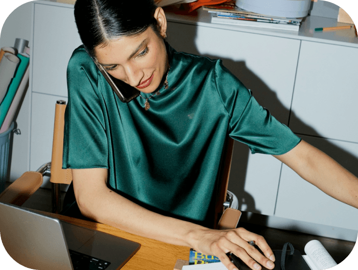 A person working at a desk